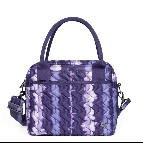 Adagio Shoulder Bag - Shibori Purple, Bubble Quilted Crossbody With Turn-Key Lock, RFID Pocket, Retractable Keychain